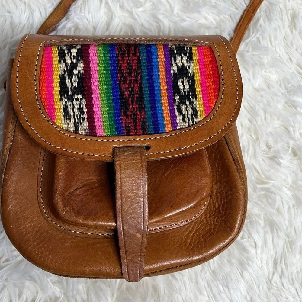 Vintage Women's Brown Boho Leather Western Sling Crossbody Bag
